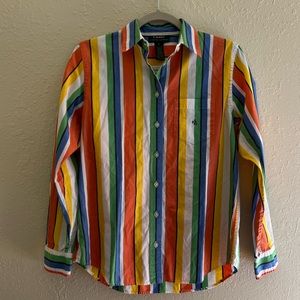 Lauren RALPH LAUREN striped button up collar women’s polo | SMALL